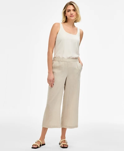 Jm Collection Women's Crinkled Cropped Pull-On Pants, Macy's Exclusive