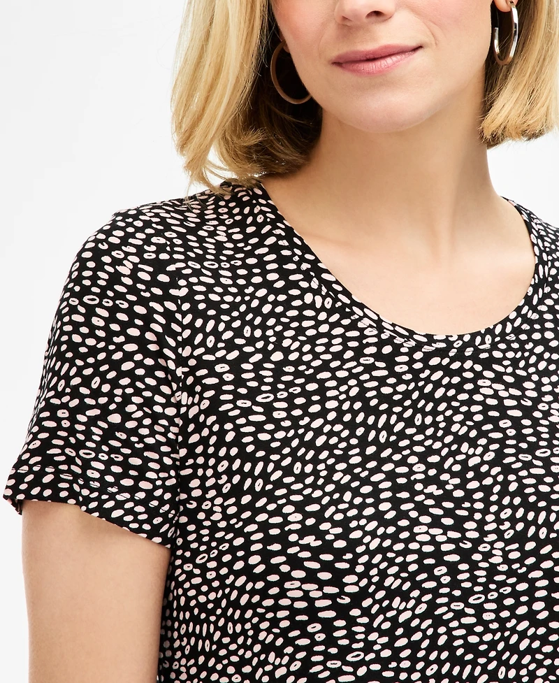 Jm Collection Women's Printed Scoop-Neck Short Sleeve Top, Macy's Exclusive