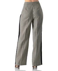 Ivonne Women's Checkered Wide-Leg Trousers With Side Stripe