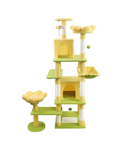 Zeus & Ruta 71 Flower Cat Tree Large Condo Removable Cushion Hammock