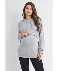 Hello Miz Maternity Double Layer Long Sleeve Nursing Hoodie