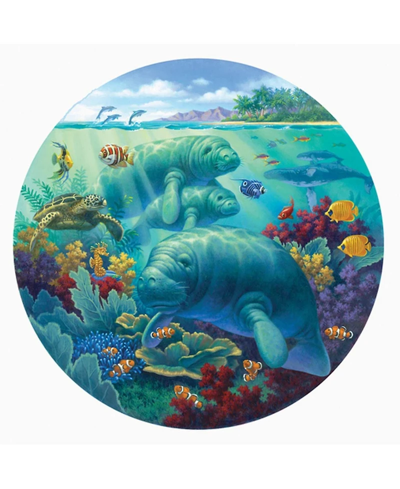 SunsOut Manatee Beach 500 piece Jigsaw Puzzle for Adults Round