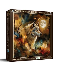 SunsOut Wolf in Moonlight 500 piece Jigsaw Puzzle for Adults