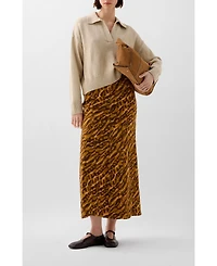 Scalpers Women's Print Flare Denim Skirt