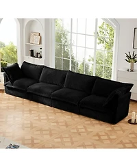 Streamdale Furniture Black Corduroy Slipcovered 4-Seater Sofa