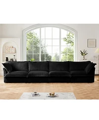 Streamdale Furniture Black Corduroy Slipcovered 4-Seater Sofa