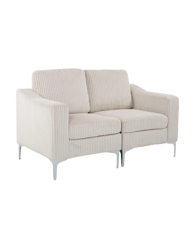 Streamdale Furniture Modular Sectional Two-Seater Sofa Corduroy Sectional Couch Beige