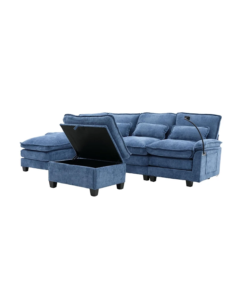 Streamdale Furniture 106" U-Shape Sectional Sofa Cloud Couch, Chenille