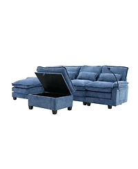 Streamdale Furniture 106" U-Shape Sectional Sofa Cloud Couch, Chenille