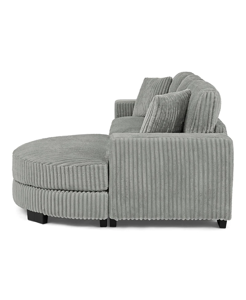 Streamdale Furniture Corduroy Tufted Sleeper Sectional Sofa, L-Shaped, Gray