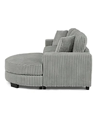 Streamdale Furniture Corduroy Tufted Sleeper Sectional Sofa, L-Shaped, Gray