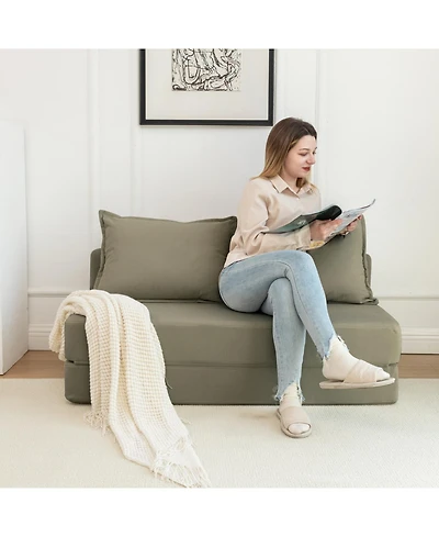 Streamdale Furniture Foldable Sofa Bed Sleeper Lounge Chair with Pillow, Twin