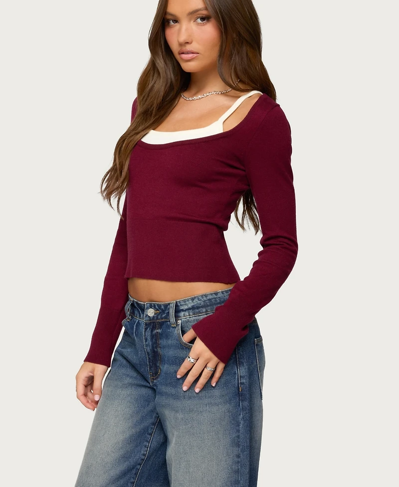 Edikted Women's Cecile Layered Long Sleeve Top
