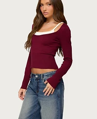 Edikted Women's Cecile Layered Long Sleeve Top