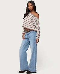 Edikted Women's Alexis Off Shoulder Striped Knit Top