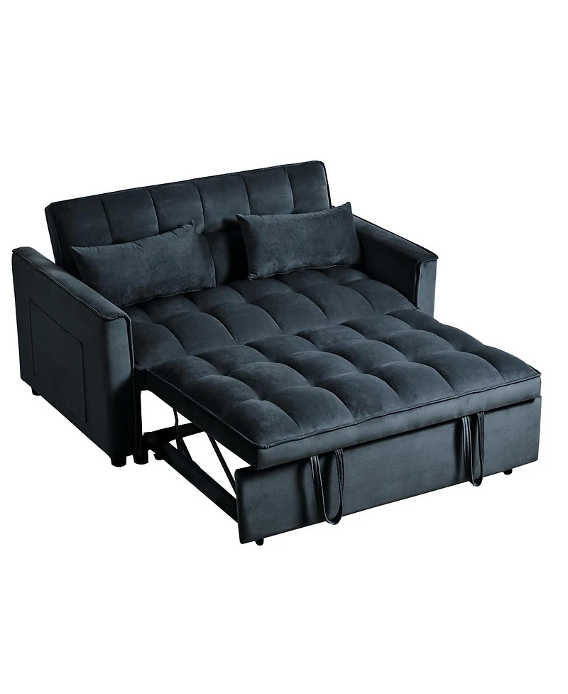 3-in-1 Pull-Out Sleeper Sofa Bed, Convertible Velvet Loveseat with Adjustable Backrest-Maison Boucle