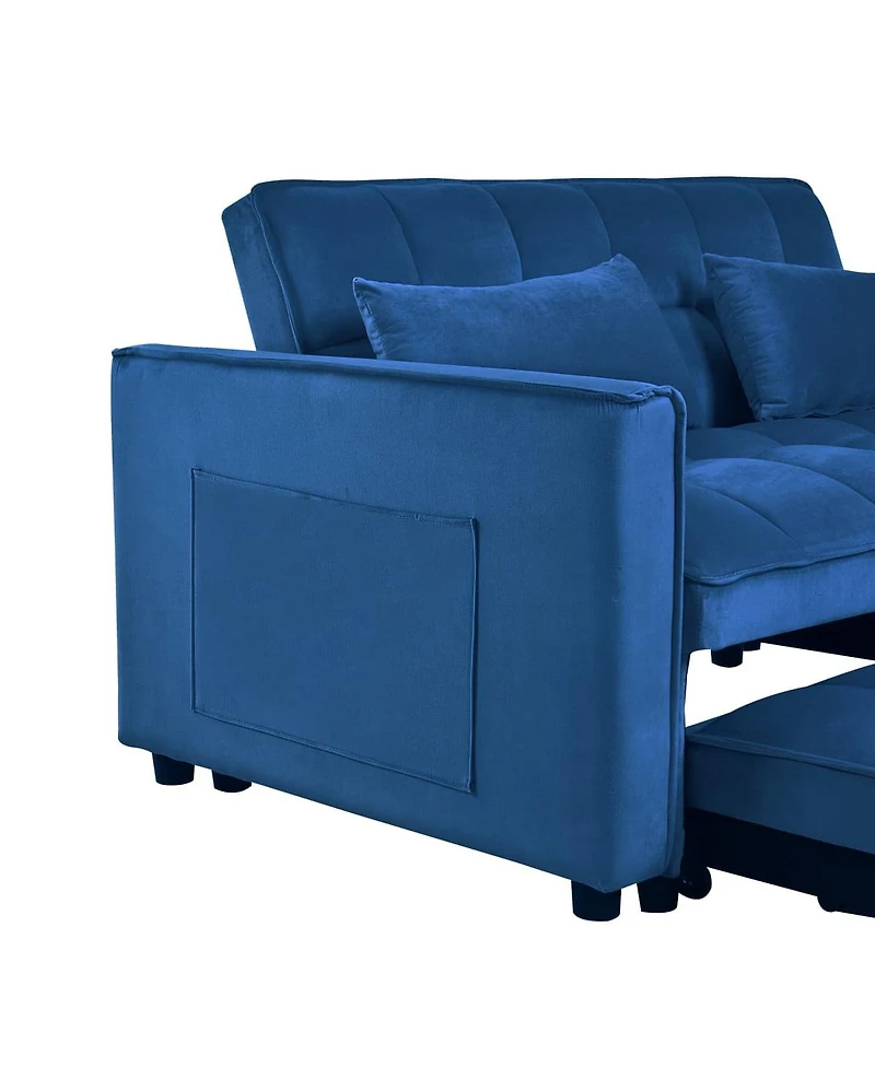 3-in-1 Pull-Out Sleeper Sofa Bed, Convertible Velvet Loveseat with Adjustable Backrest-Maison Boucle