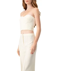 Ivonne Women's Solid Natural Tube Crop Top