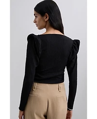 Scalpers Women's Wrinkle Puff sleeve Tee