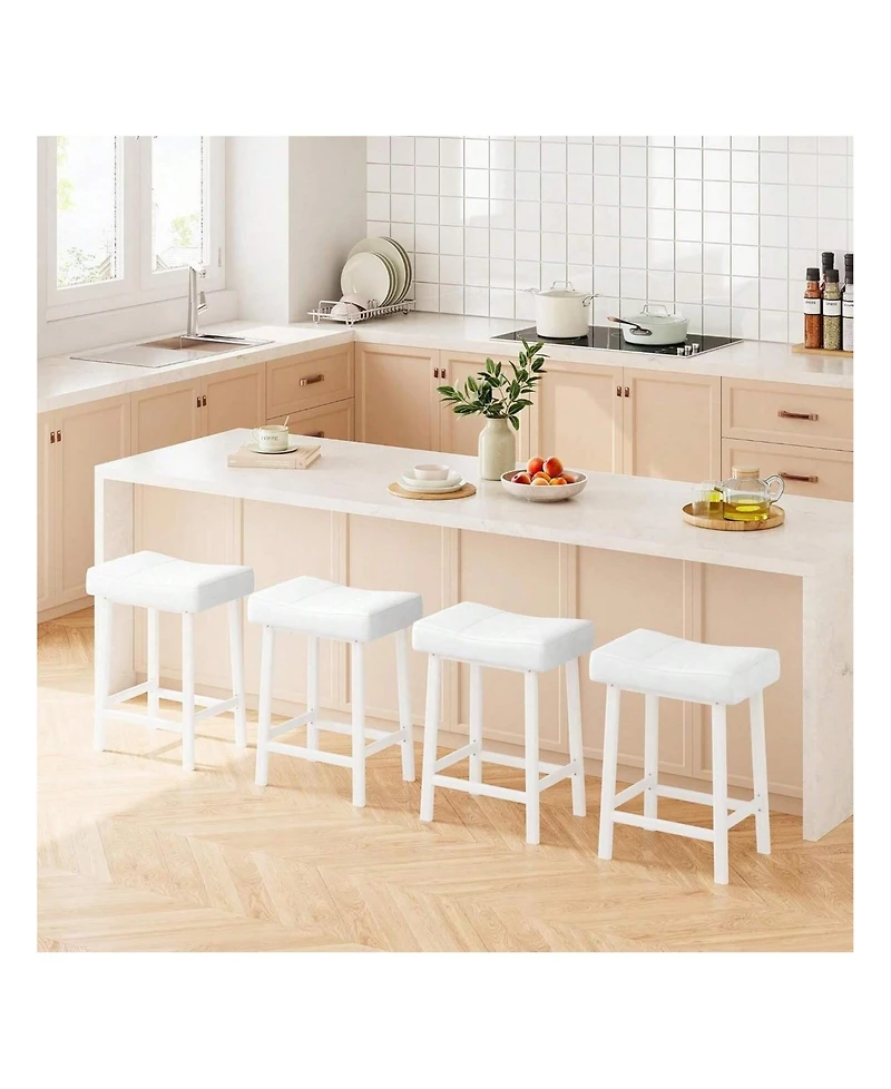 gaomon 2-Piece Counter Height Bar Stool Set with Bonded Leather Upholstery for Kitchen Island or Dining Room