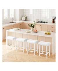 gaomon 2-Piece Counter Height Bar Stool Set with Bonded Leather Upholstery for Kitchen Island or Dining Room