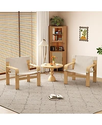 Streamdale Furniture Oak Accent Lounge Chair - Washable Linen White