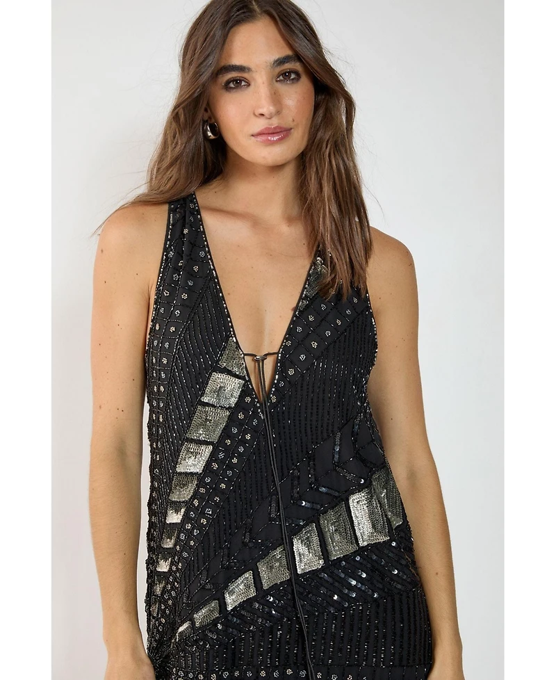 Nasty Gal Women's Plunge Sequin Mini Dress