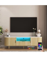 Streamdale Furniture Tv Cabinet with Led Lights & Storage for 55+ Inch TVs