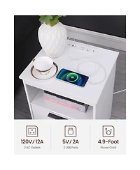 Streamdale Furniture Nightstand with Charging Station & 2 Drawers