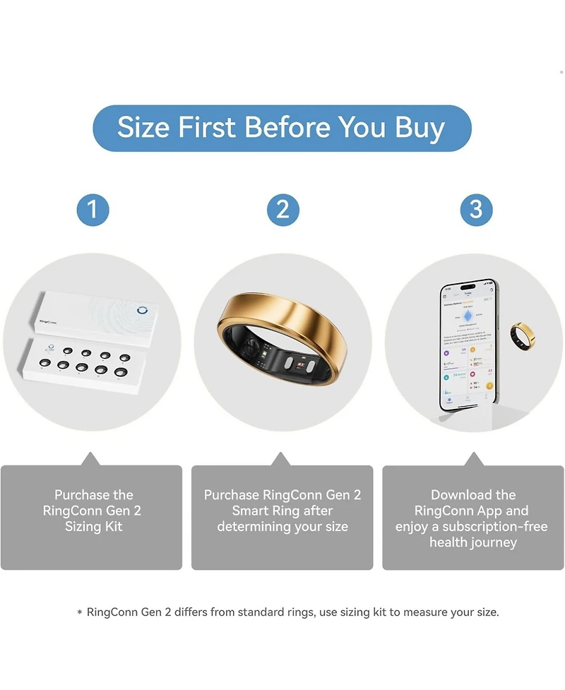 RingConn Gen 2 Size 8 Gold 0905 Fitness Trackers