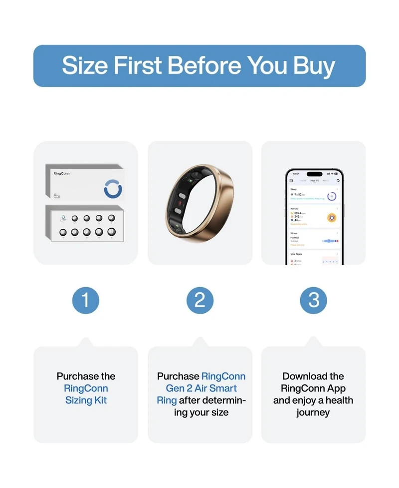 RingConn Gen 2 Air Size 9 Dune Gold 4859 Fitness Trackers