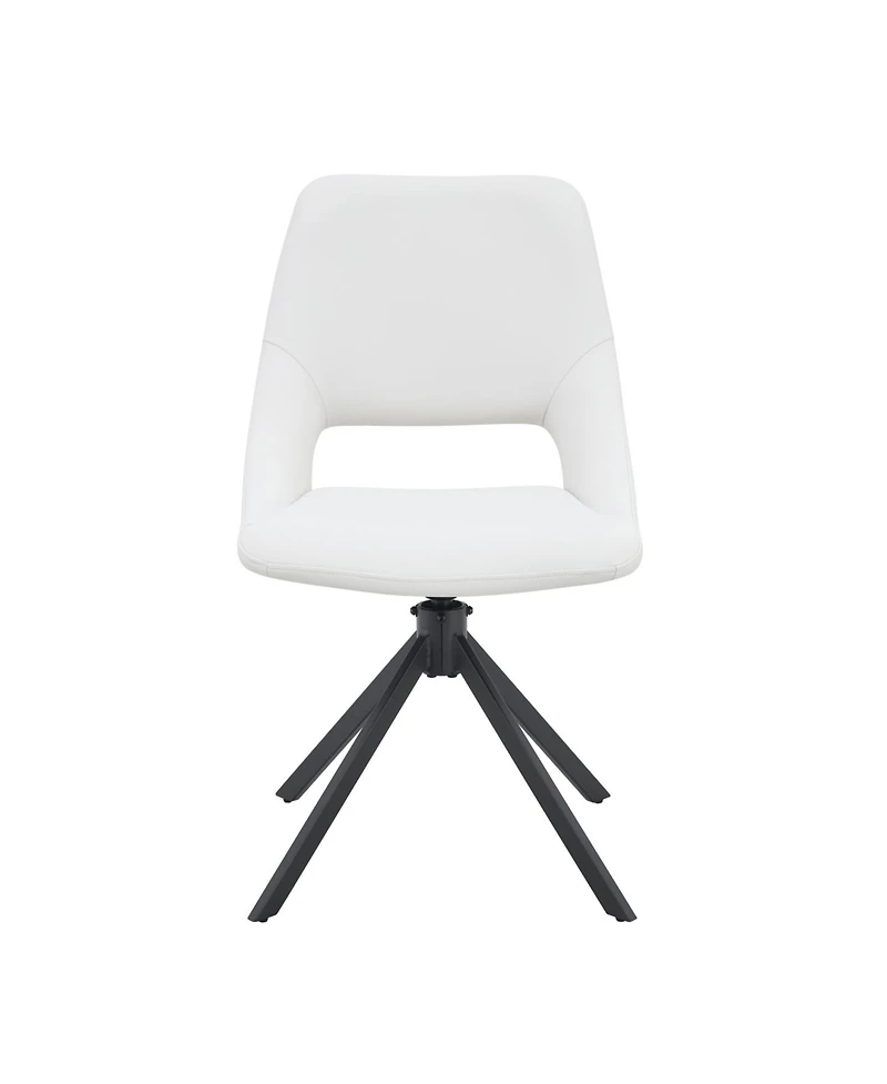 Streamdale Furniture Streamdale Swivel Dining Chairs (Set of 2) - White Leather, Gold Mesh