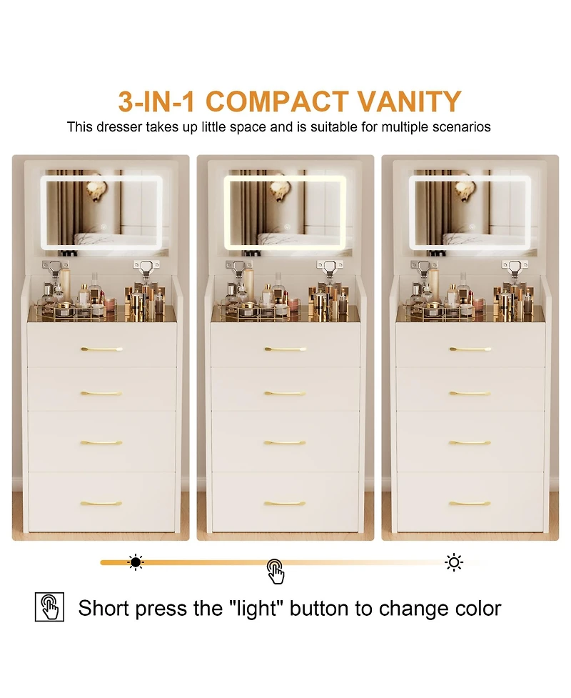 Streamdale Furniture Streamdale 3-in-1 Vanity Desk with Mirror & Glass Top