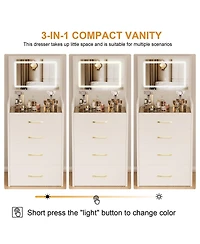 Streamdale Furniture Streamdale 3-in-1 Vanity Desk with Mirror & Glass Top