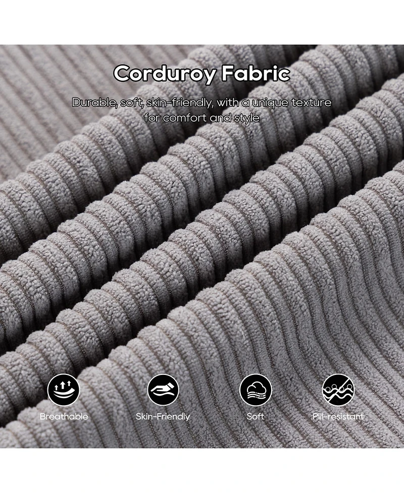 Streamdale Furniture L-Shaped Corduroy Sectional Sofa Bed - Memory Foam