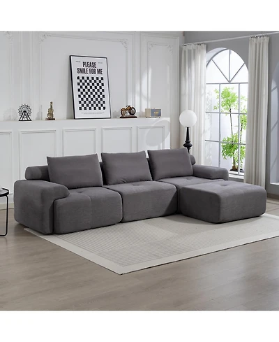 Streamdale Furniture L-Shaped Corduroy Sectional Sofa Bed - Memory Foam