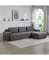 Streamdale Furniture L-Shaped Corduroy Sectional Sofa Bed - Memory Foam