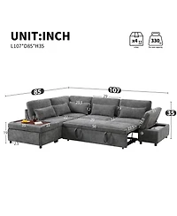 Streamdale Furniture 107" Modular Sectional Sofa with Ottoman