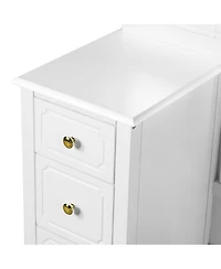 Streamdale Furniture Antique White Vanity Set with Triple Mirror & Stool