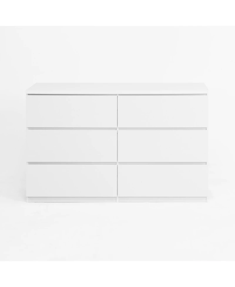 Streamdale Furniture 6 Drawer Storage Cabinet Wood Dresser Clothes Organizer White