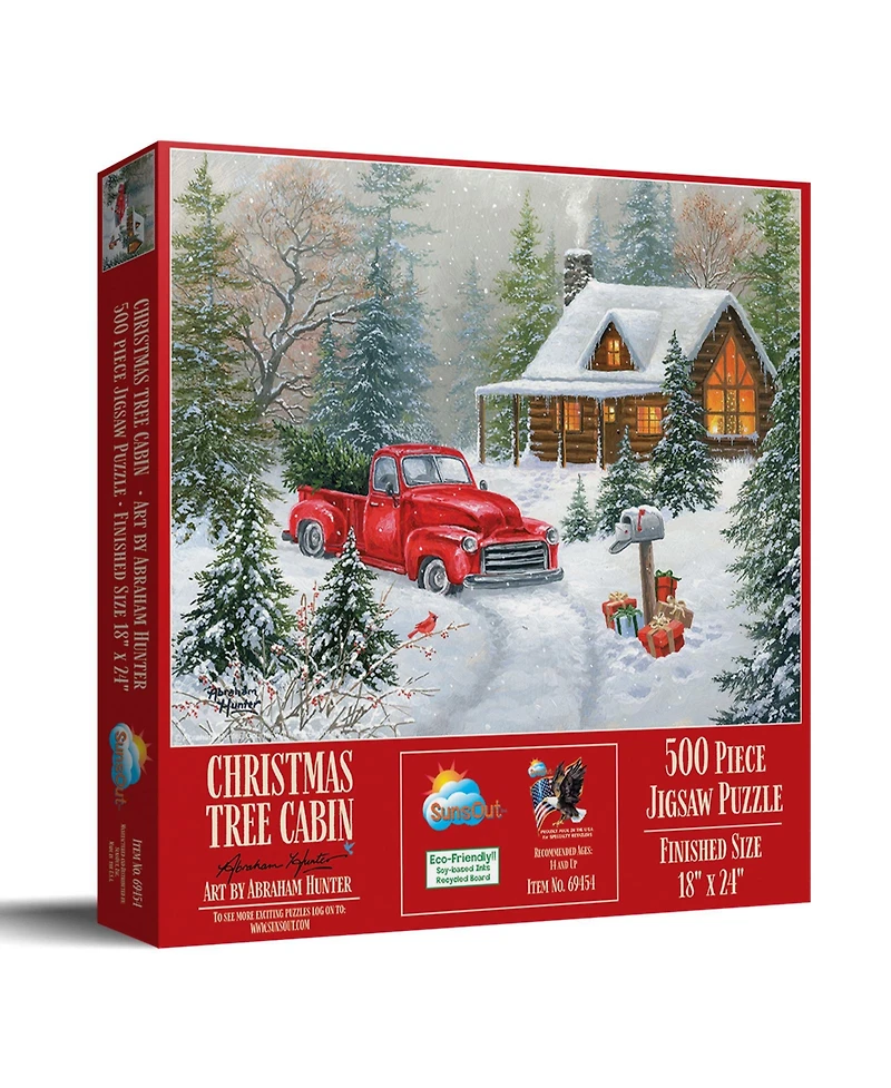 SunsOut Christmas Tree Cabin 500 piece Jigsaw Puzzle for Adults Christmas