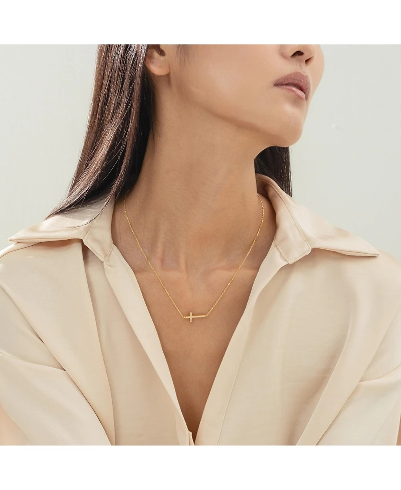 Bearfruit Jewelry 14k Gold Plated Elowen Horizontal Cross Necklace Holiday Gift Guide