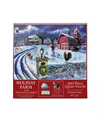 SunsOut Holiday Farm Road 500 piece Jigsaw Puzzle for Adults Christmas
