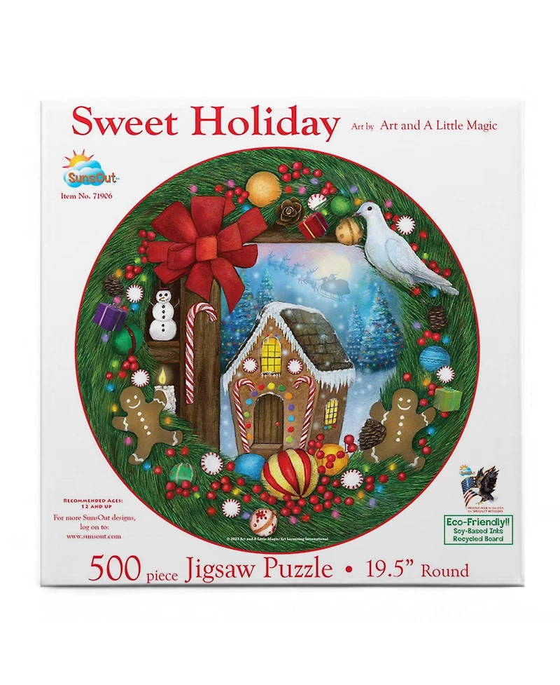 SunsOut Sweet Holiday 500 piece Jigsaw Puzzle for Adults Round
