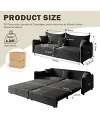 Maison Boucle 81.9'' Velvet Pull Out Sleeper Sofa Bed, 3-in-1 Convertible King Couch with Pillows, Modern Sofa for Living Room-Maison Boucle