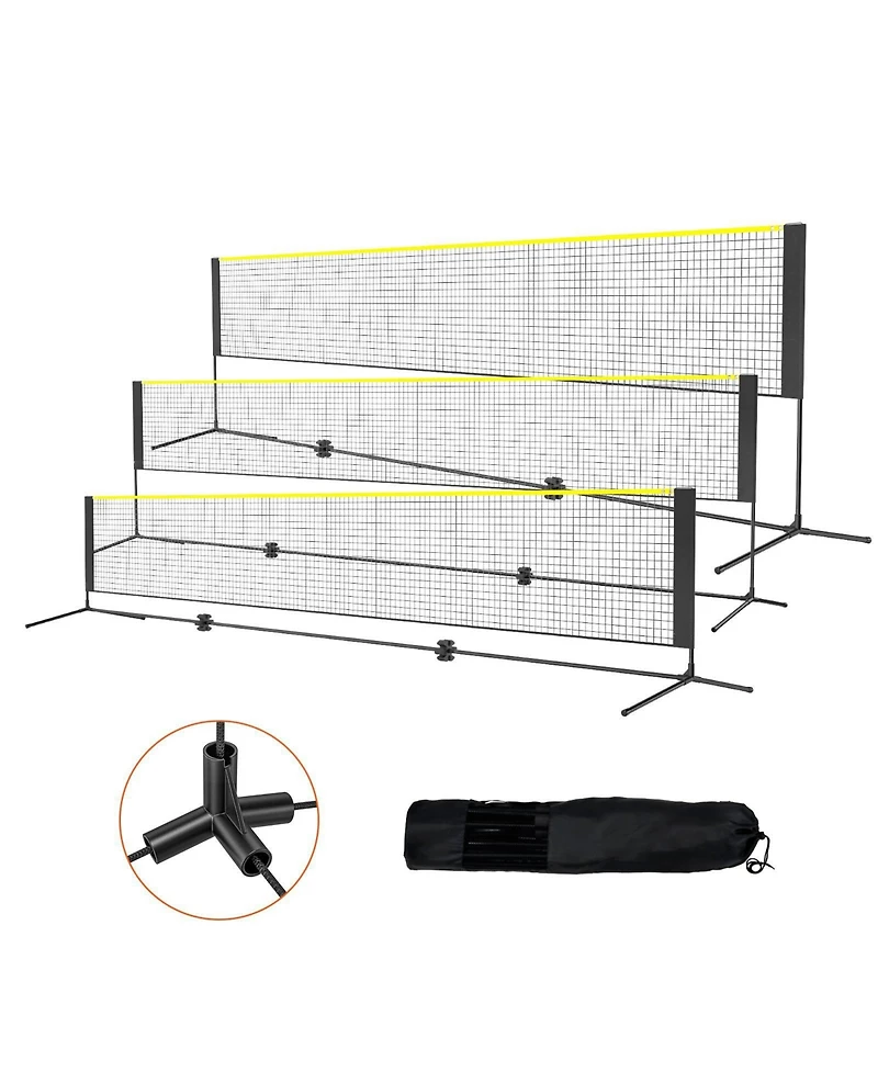 Mecale Adjustable Badminton and Volleyball Net, ft Foldable Pickleball Net with Poles, Stand and Carry Bag for Backyard Indoor Outdoor