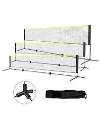 Mecale Adjustable Badminton and Volleyball Net, ft Foldable Pickleball Net with Poles, Stand and Carry Bag for Backyard Indoor Outdoor