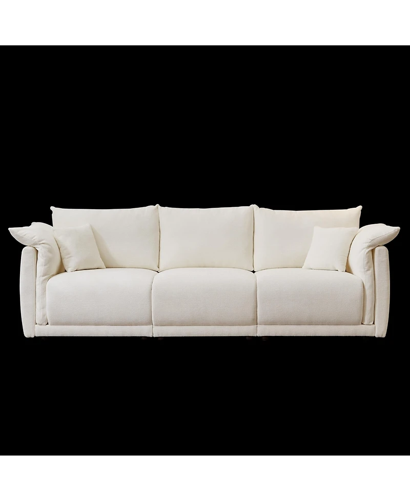 Streamdale 98.5" Beige Linen Sofa with Pillows