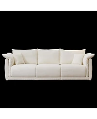 Streamdale 98.5" Beige Linen Sofa with Pillows