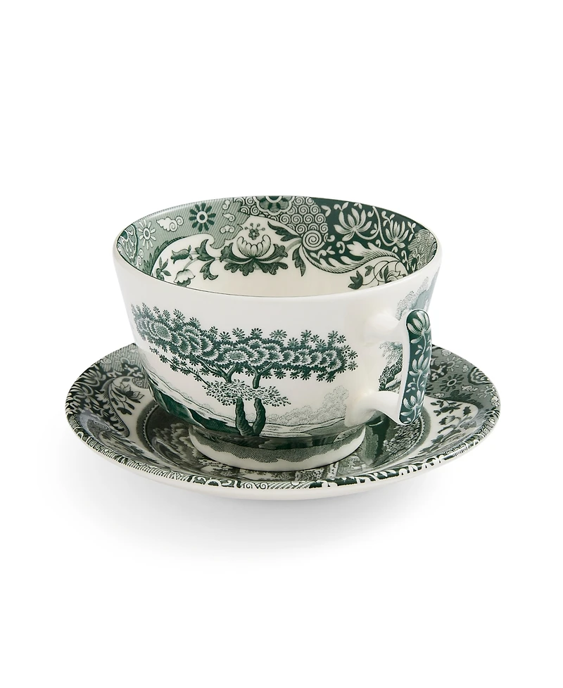 Spode Heritage Green Italian Breakfast Cups and Saucers, Set of 4